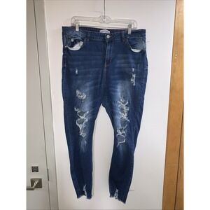 Women's denim stretch pants thread and others size 17–18 very high waisted Jeans